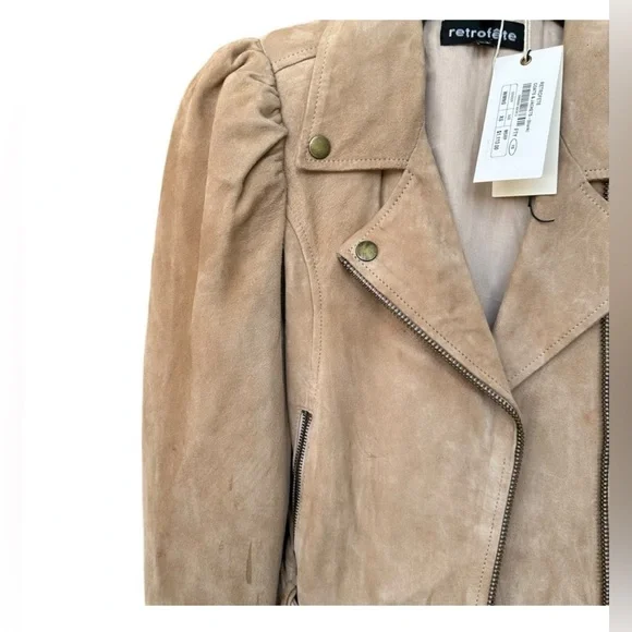 Retrofête Tai Lambskin Suede Leather Jacket